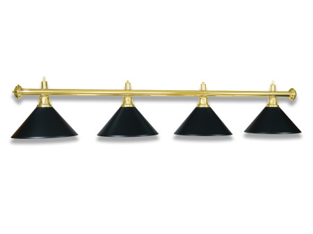 lustre billard avec 4 abat-jour en métal noir.