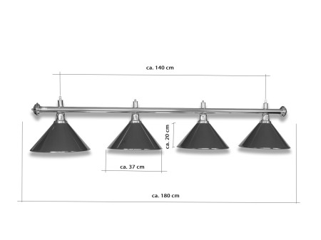 LAMPE CHROMÉE AVEC 4 ABAT-JOUR BOURGOGNE