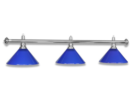 LAMPE CHROME AVEC 3 ABAT-JOUR BLEU