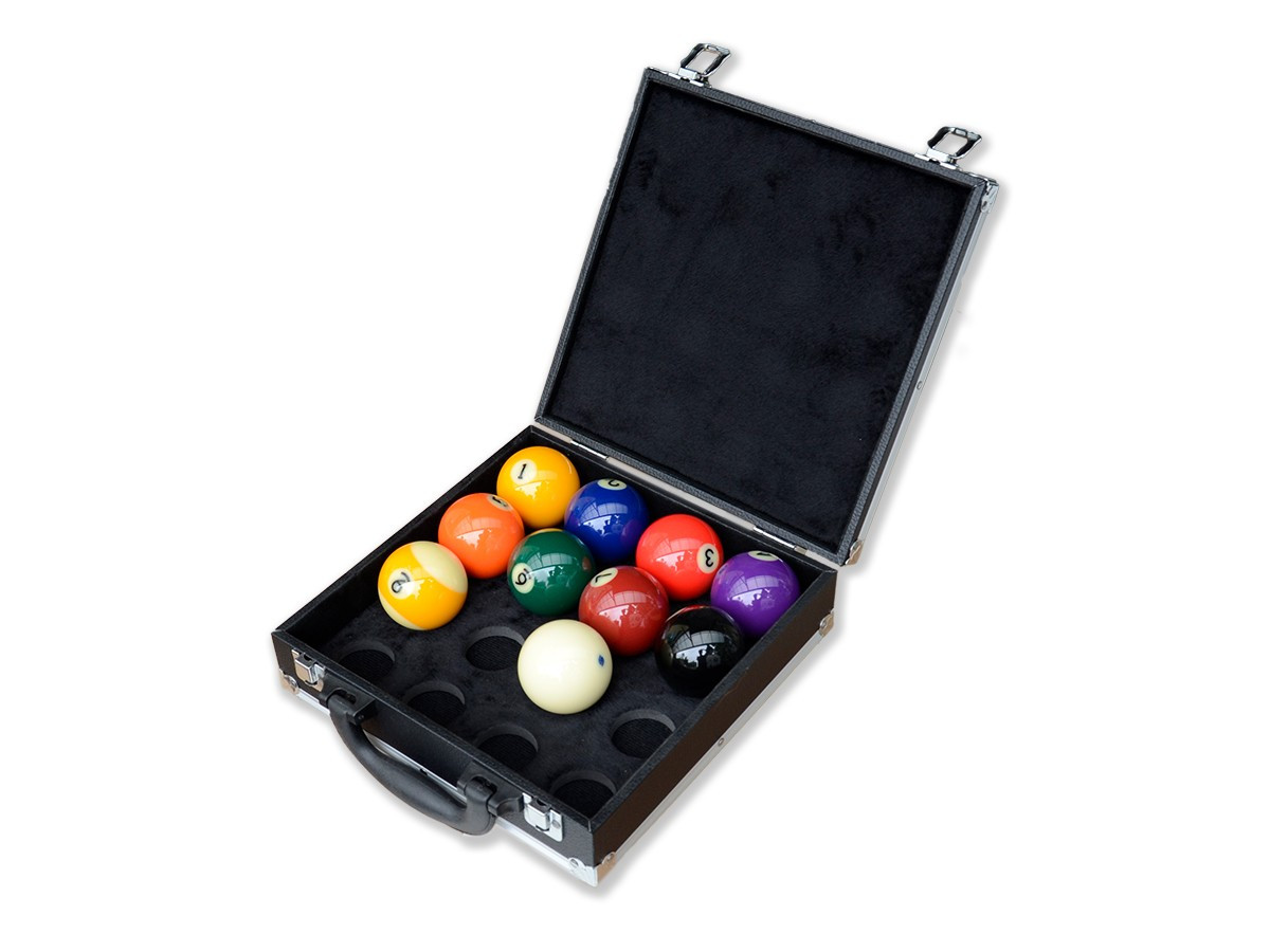 Koffer für Pool-Billardkugeln. Mit Kante aus Aluminium.