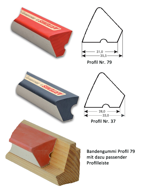 Billard Bandenprofile Nr 79 und Nr. 37